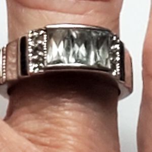 Silver Size 6 Ring w/ Rectangle CZ Stones
